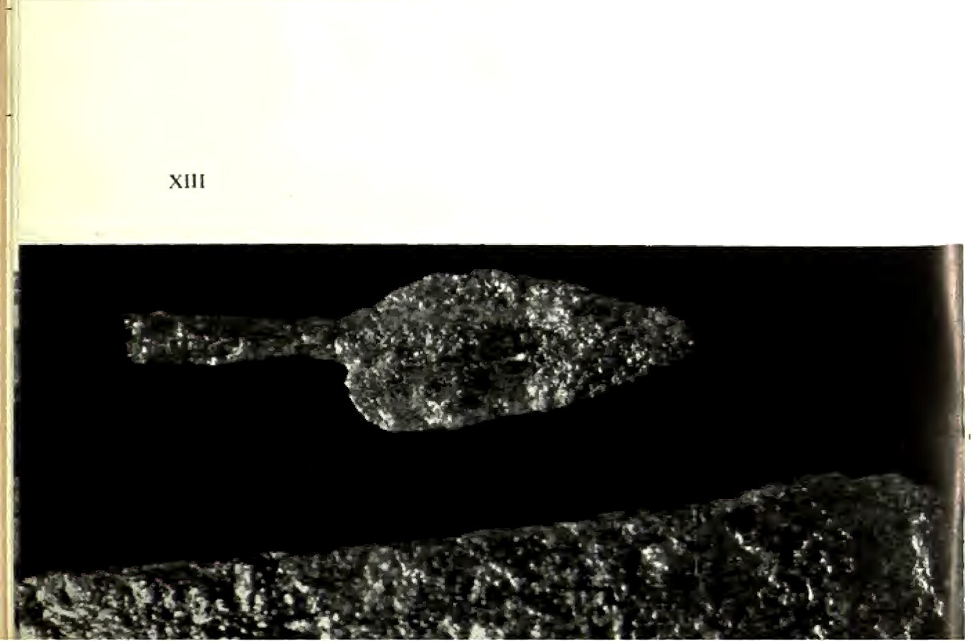 Plate XIII: Iron implements from Period III — an arrowhead with hollow tang and a bar-celt, excavated 1962.